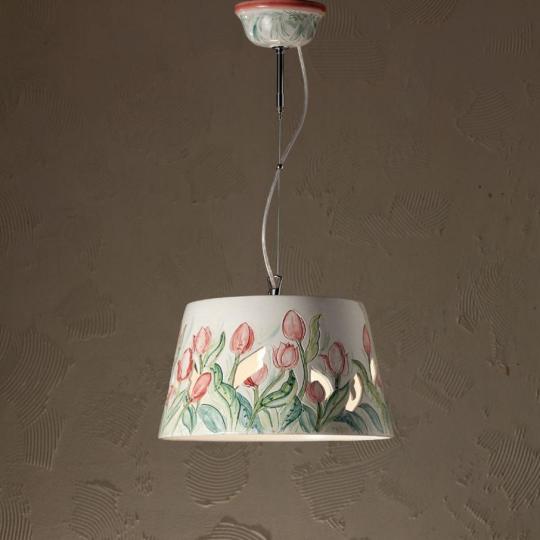 rucne malovane tulipanove zavesne velke stropne lampa osvetlenie toskansky taliansky provans vidiecky dom chata balaton vidiecke keramika lameridiana.jpg